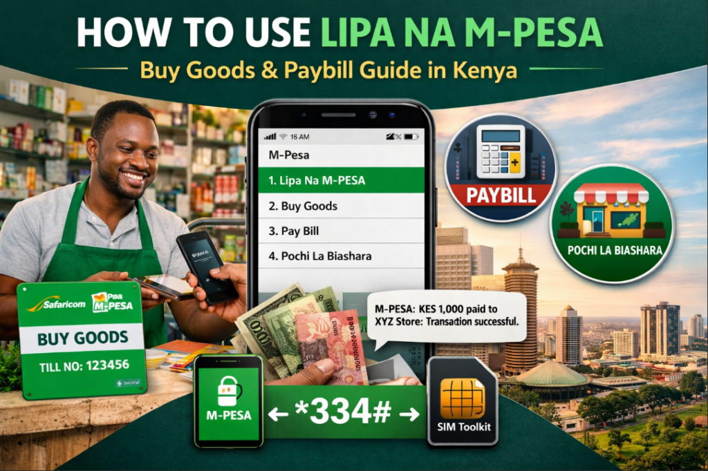 Paying via Lipa na M-Pesa on a mobile phone at the KWS gate