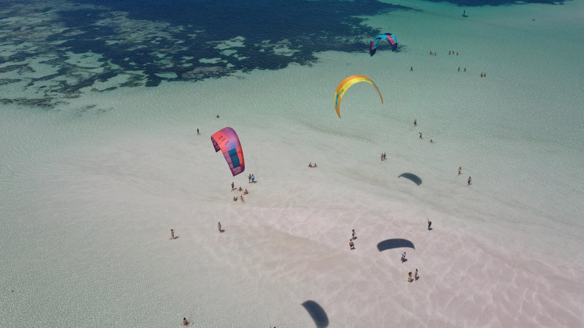 Kite surfing on the turquoise waters of Watamu Beach, Kenya
