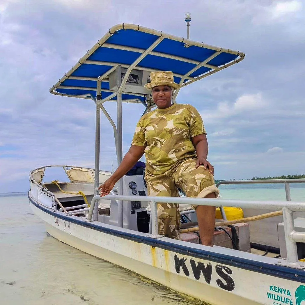 Boat operating in Watamu Marine National Park under marine park safety regulations