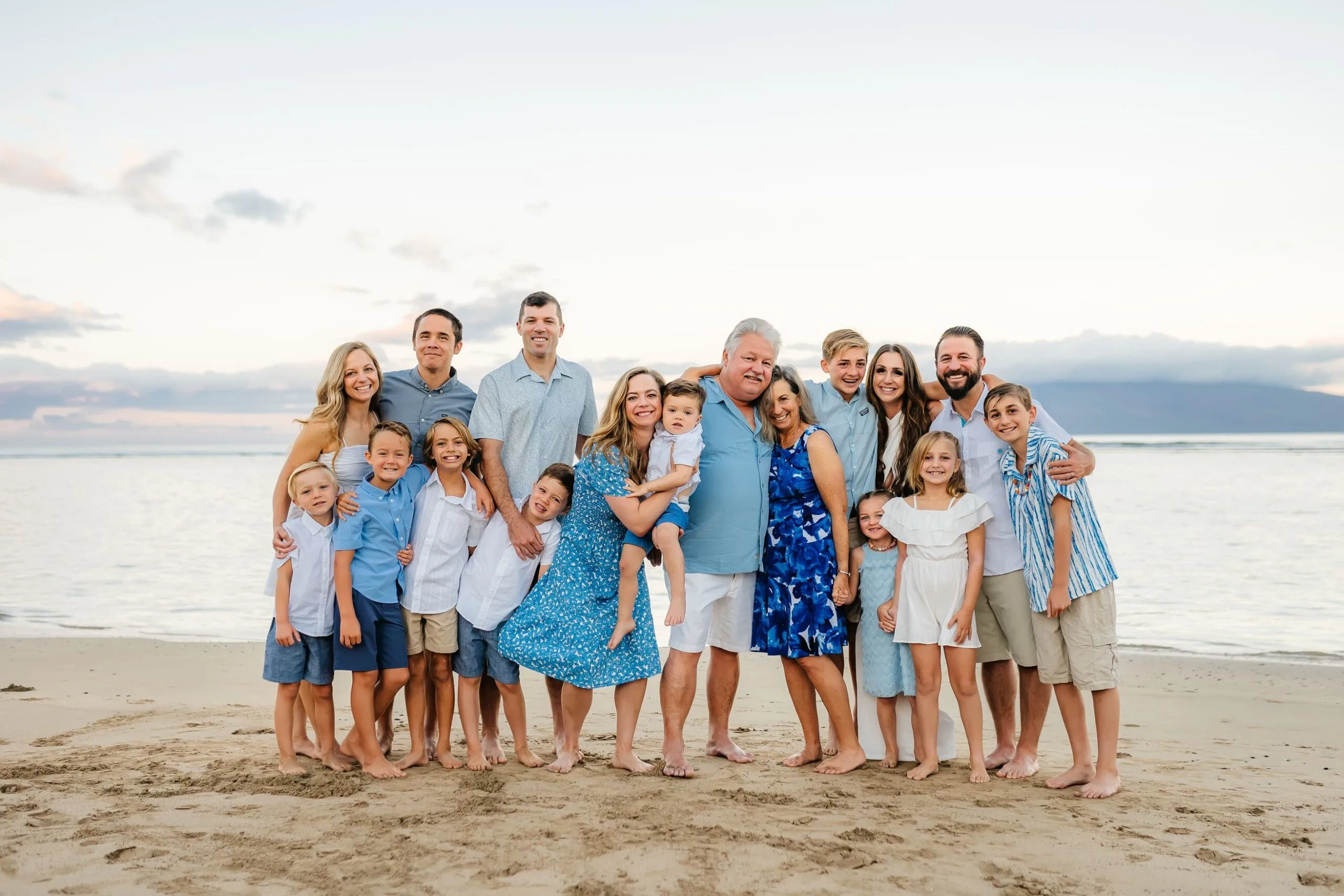 Extended family group on a Watamu beach vacation during December peak season